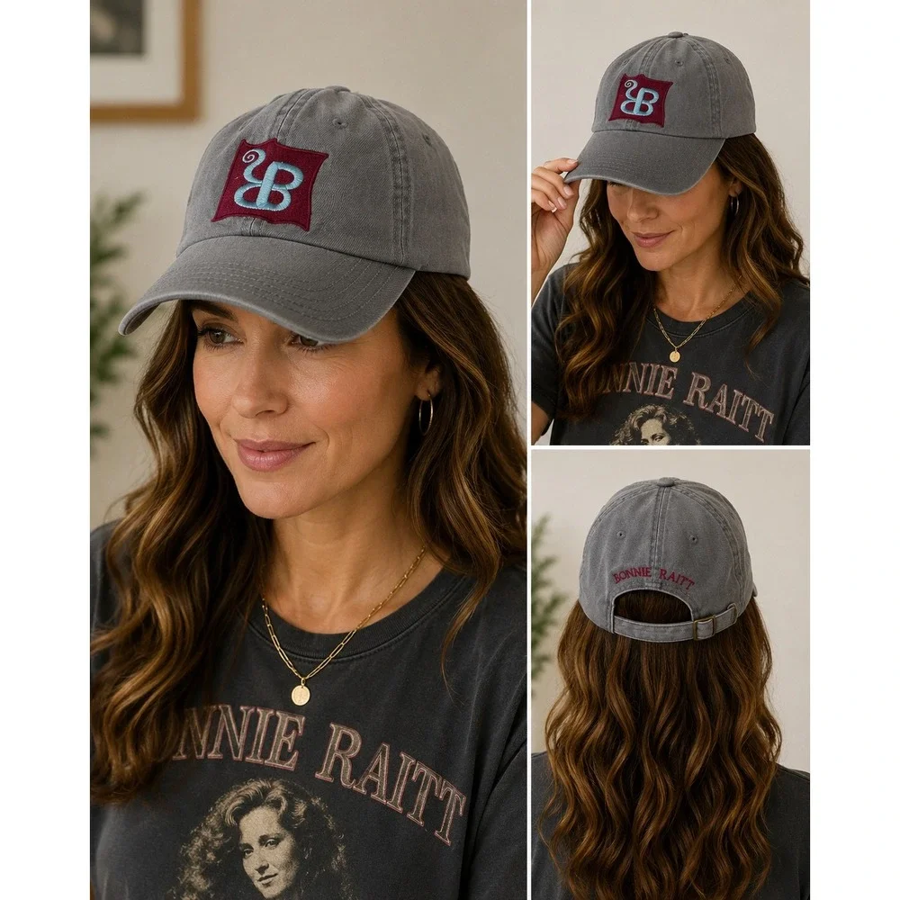 Bonnie Raitt Alternative Apparel Grey Washed Cotton Baseball Hat Concert Merch